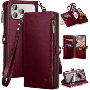 iPhone 17 Pro 6.3" Zipper Credit Card Holder,PU Leather Phone case, 20M184PH002
